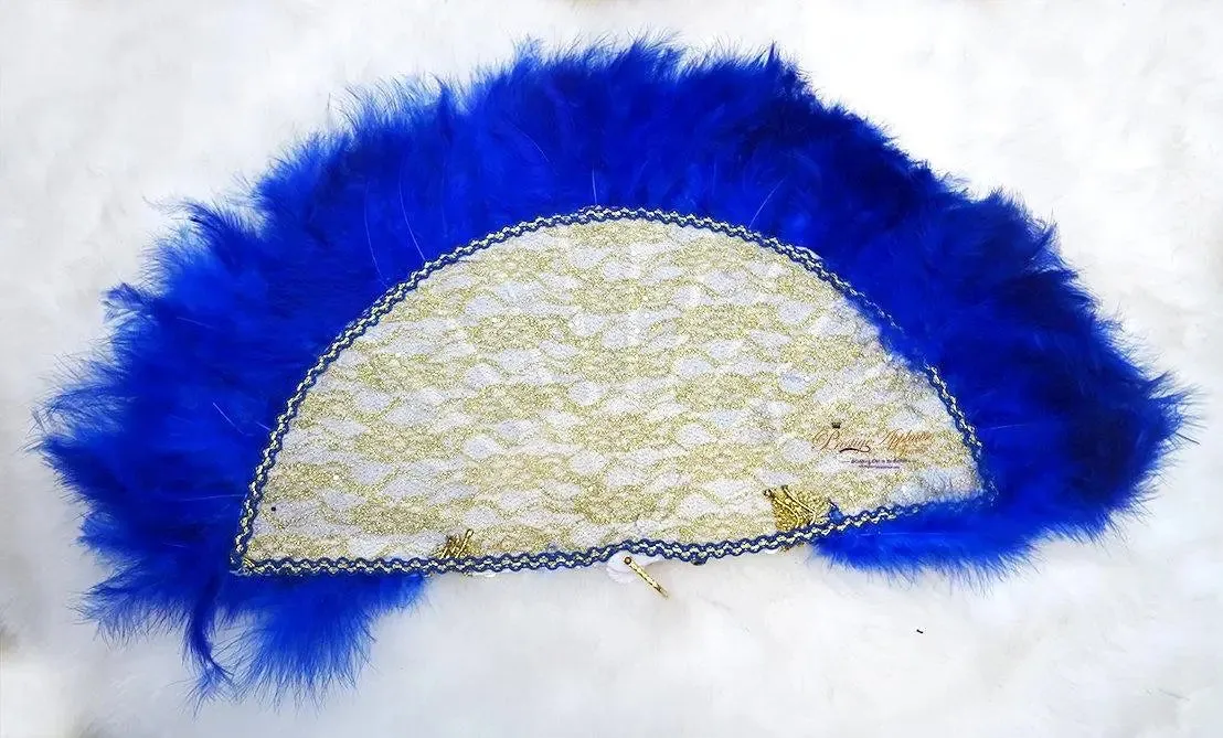 New Designs Royal Mixed Blue with Gold Hand fan wedding African Traditional Engagement Handfan