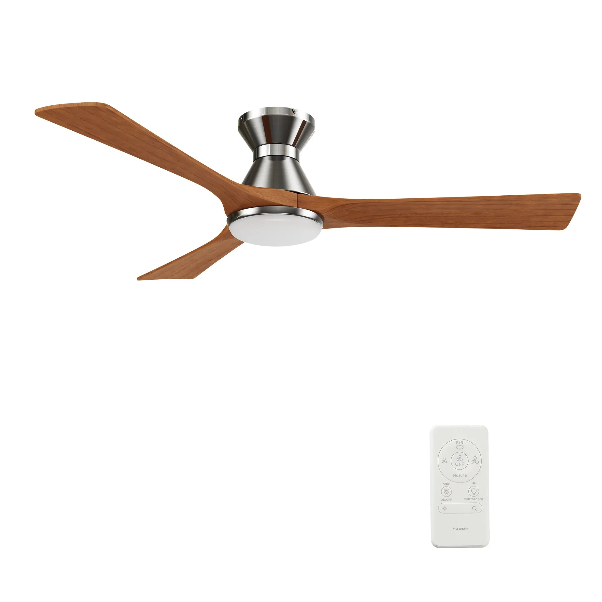 NICOLET 52 inch 3-Blade Flush Mount Smart Ceiling Fan with LED Light Kit & Remote- Silver/Antique Walnut