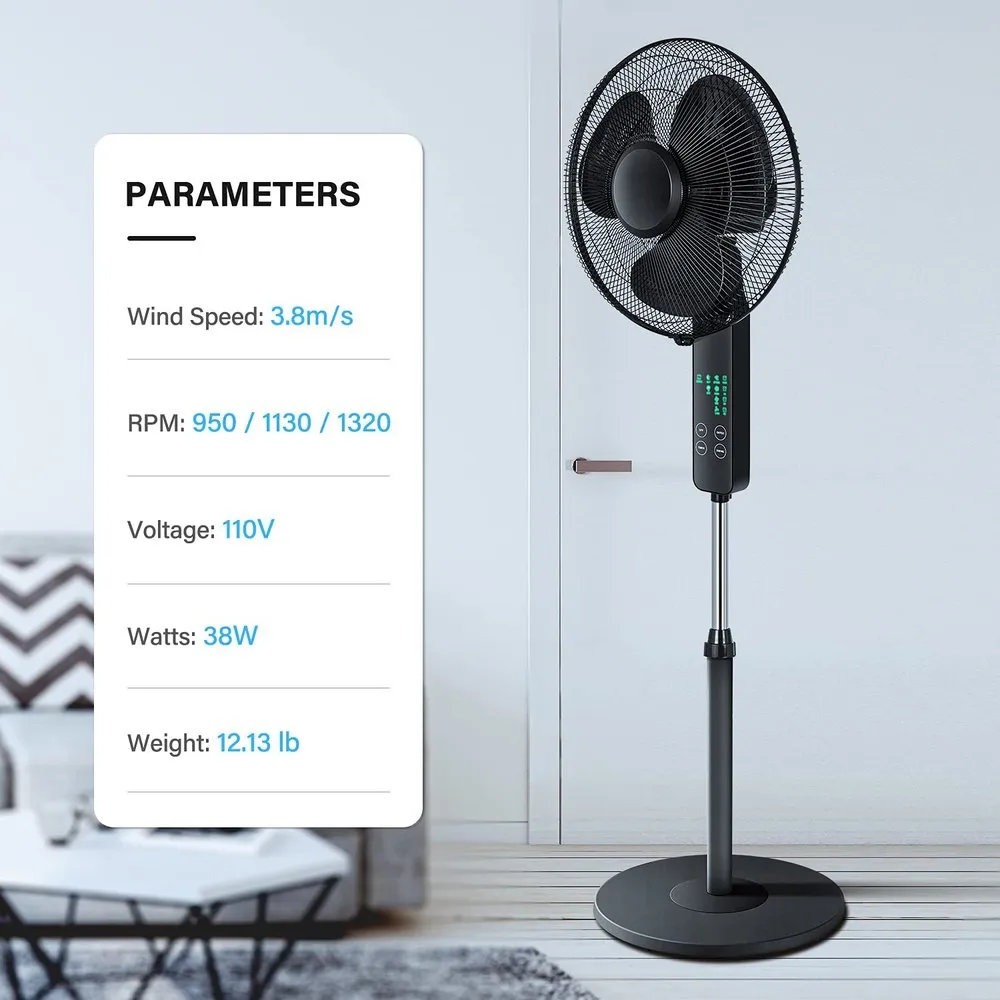 Oscillating Standing Fan with Remote Control-16inch