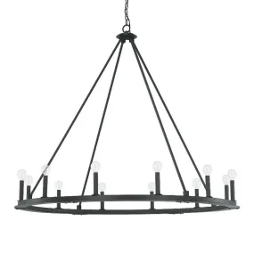 PEARSON 12 LIGHT CHANDELIER, BLACK IRON