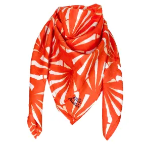 Peggy Scarf in Coral Red and Sand Fan