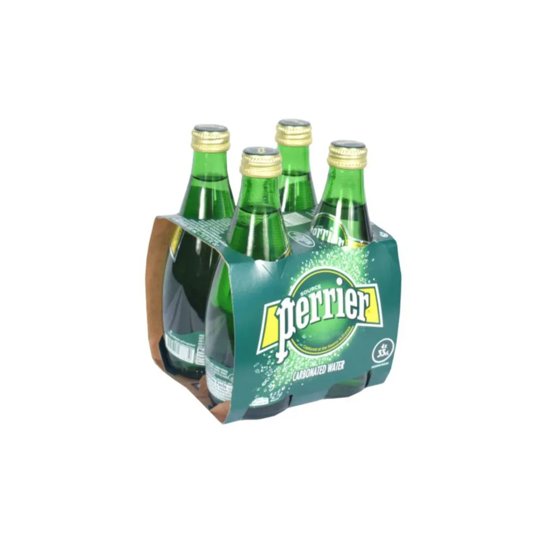 Perrier Carbonated Sparkling Mineral Water Bottle 330ml (Pack of 4)