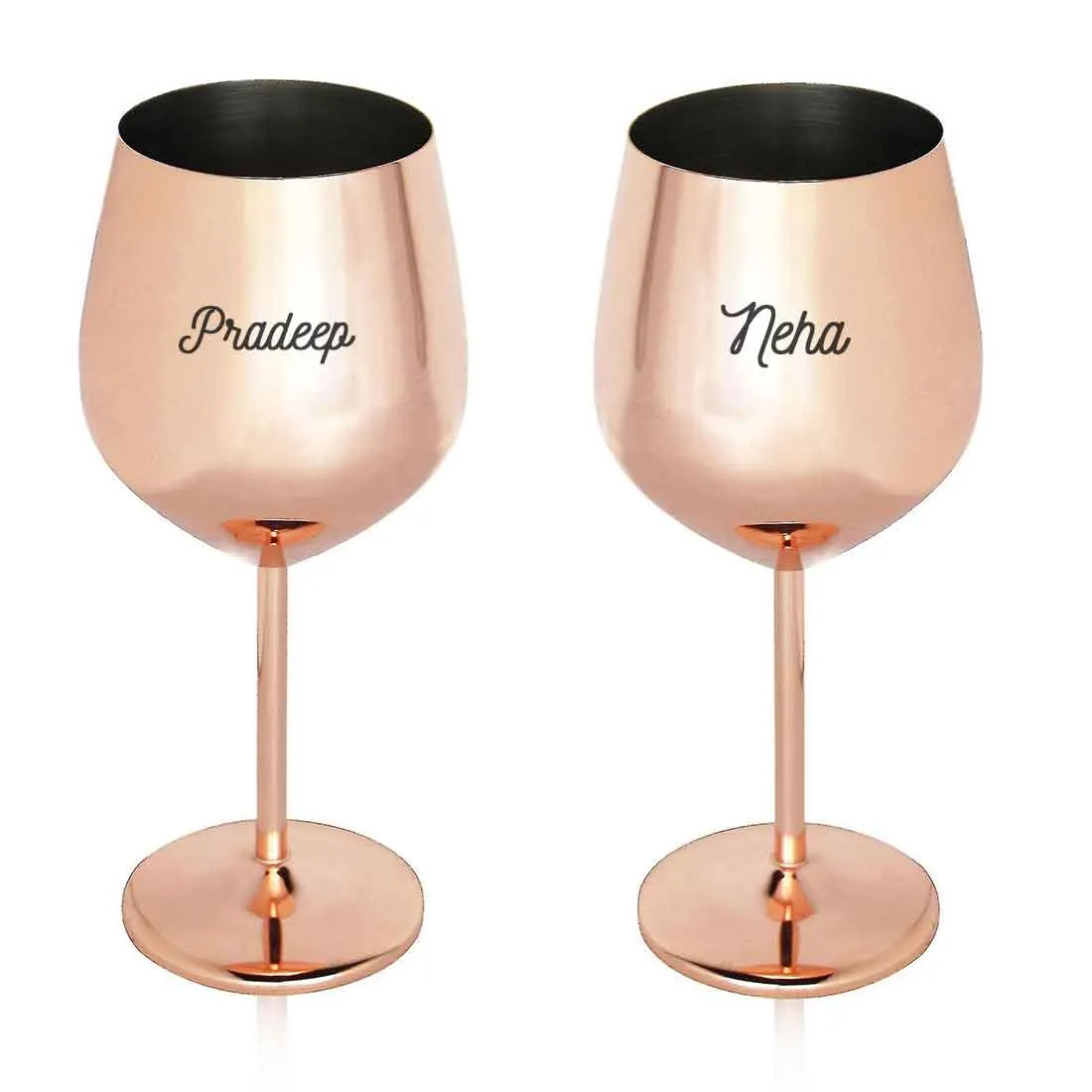 Personalized Non Breakable Drinkware Stainless Steel Wine Glasses Copper Finish Goblets