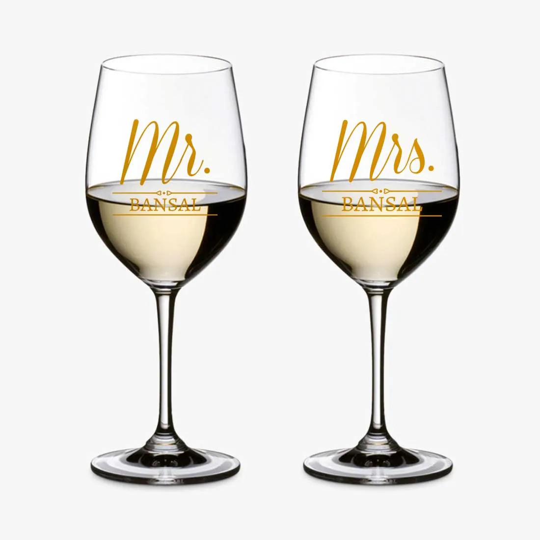 Personalized Wine Glasses for Couples Mr Mrs Set 2 Glasses - Mr Mrs Set