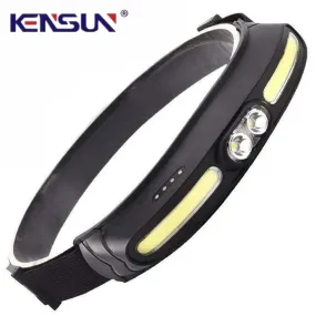 Powerful 210°Wide Beam COB LED Headlamp 350 Lumen Soft Light Headlight USB C Rechargeable Red Light Adjustable Headband Headlamp