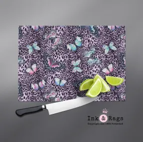 Purple Leopard Butterfly Cutting Boards