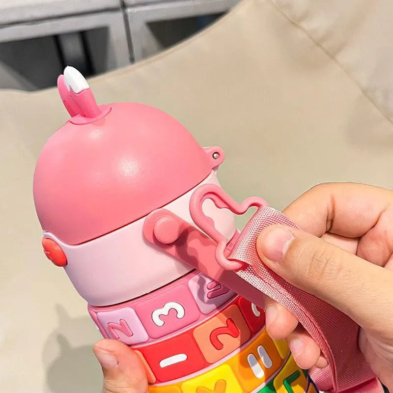 Rotating Educational Stainless Steel Water Bottle for Kids