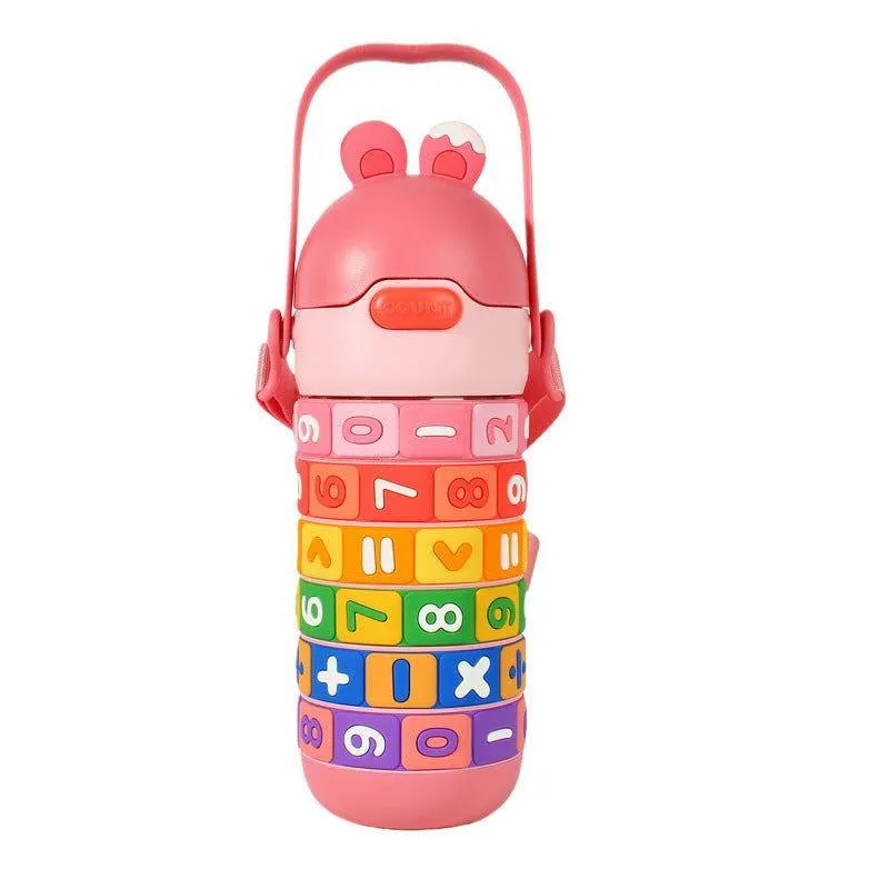 Rotating Educational Stainless Steel Water Bottle for Kids