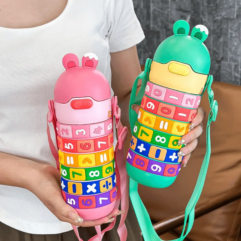 Rotating Educational Stainless Steel Water Bottle for Kids