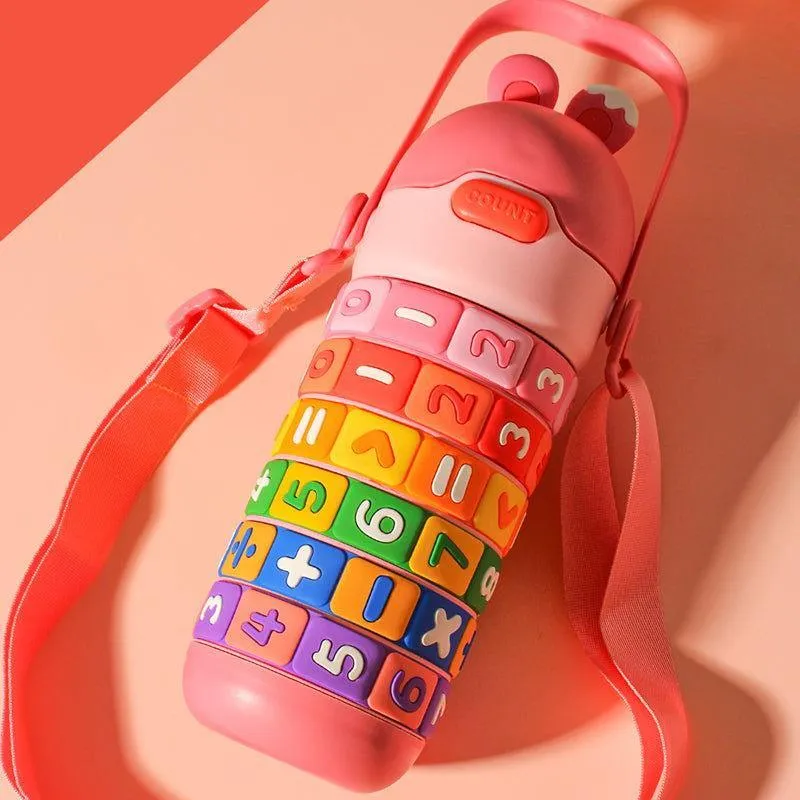 Rotating Educational Stainless Steel Water Bottle for Kids