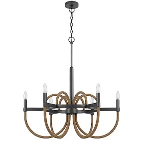 Rowland 60W X 6 Metal/Burlap Roped Chandelier