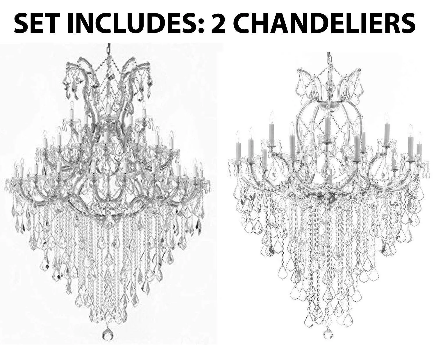 Set of 2-1 Maria Theresa Chandelier Empress Crystal (Tm) Lighting Chandeliers H50" X W37" and 1 Large Foyer/Entryway Maria Theresa Empress Crystal (tm) Chandeliers Lighting! H 72" W 52" - B12/CS/21510/15 1   CS/B13/2756/36 1