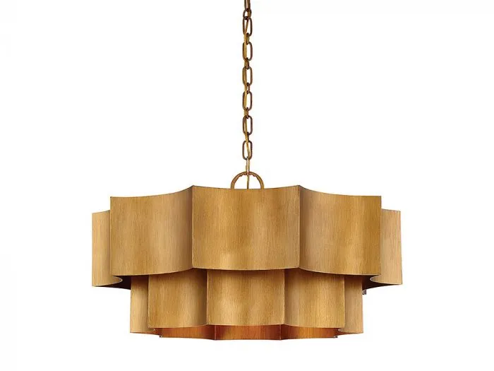 SHELBY 6 LIGHT PENDANT, GOLD PATINA