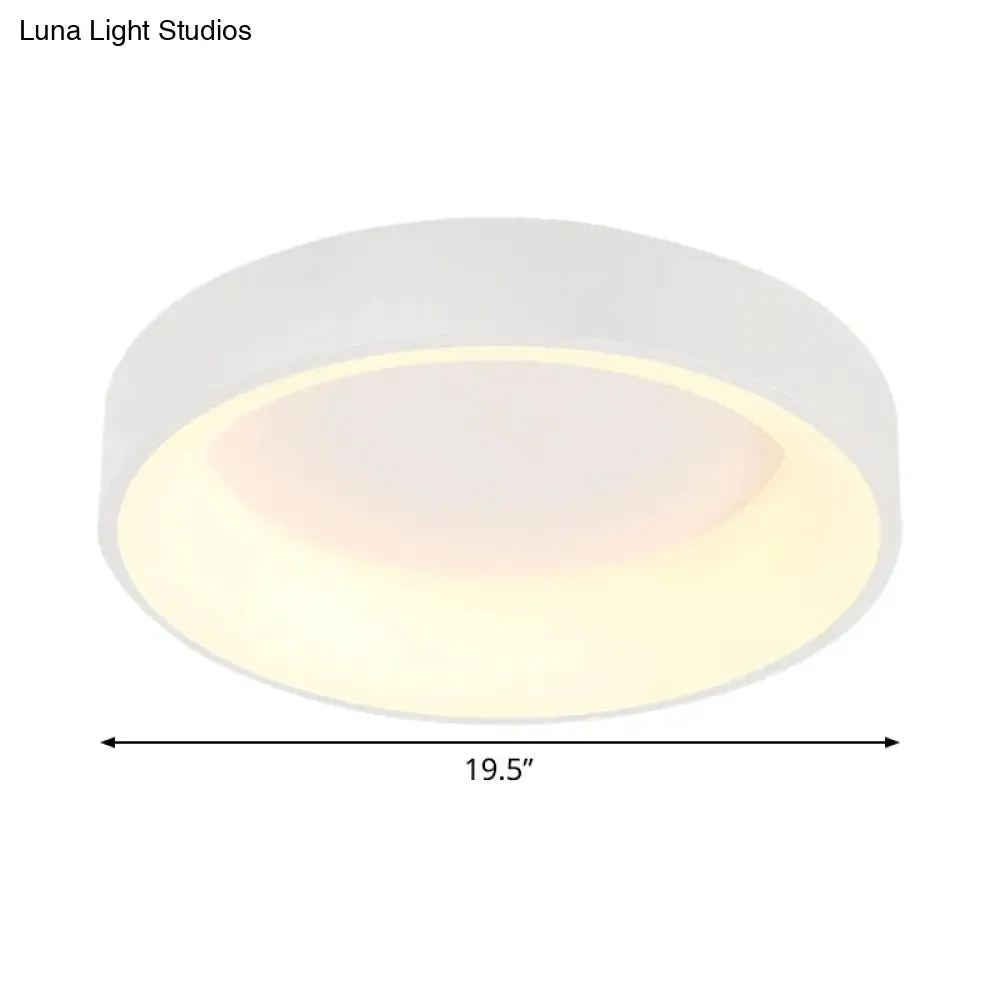 Simple Acrylic Round Flush Mount LED Ceiling Fixture, 16/19.5 Inch, White/Grey, Hollow Design, Warm/White Light