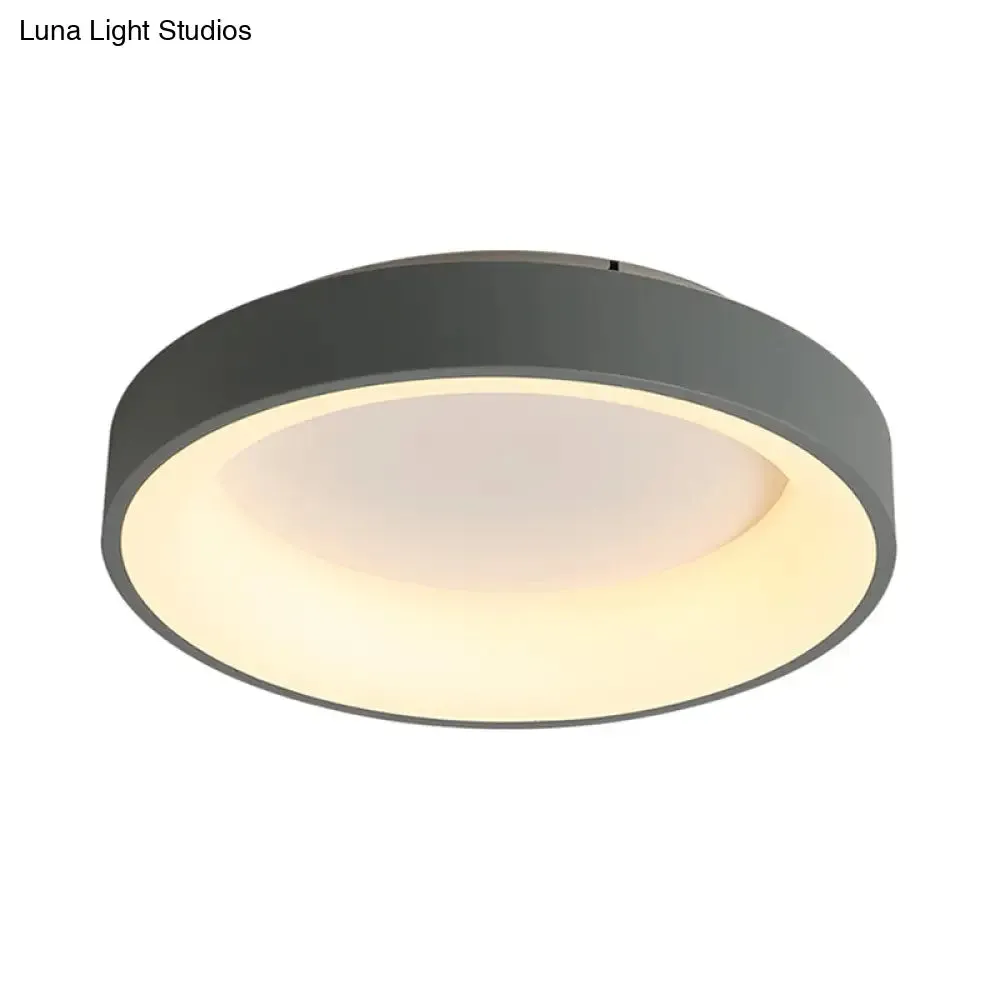 Simple Acrylic Round Flush Mount LED Ceiling Fixture, 16/19.5 Inch, White/Grey, Hollow Design, Warm/White Light