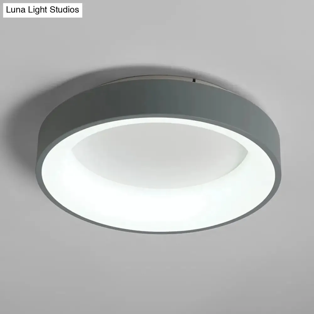 Simple Acrylic Round Flush Mount LED Ceiling Fixture, 16/19.5 Inch, White/Grey, Hollow Design, Warm/White Light