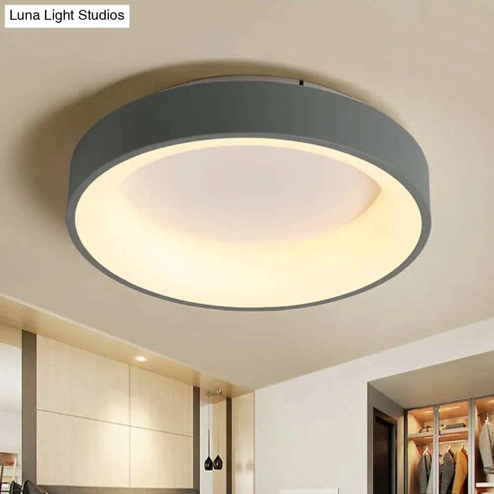 Simple Acrylic Round Flush Mount LED Ceiling Fixture, 16/19.5 Inch, White/Grey, Hollow Design, Warm/White Light