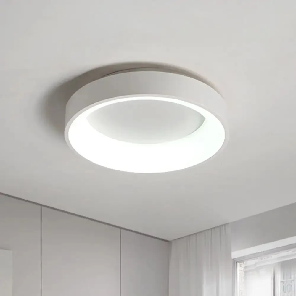 Simple Acrylic Round Flush Mount LED Ceiling Fixture, 16/19.5 Inch, White/Grey, Hollow Design, Warm/White Light