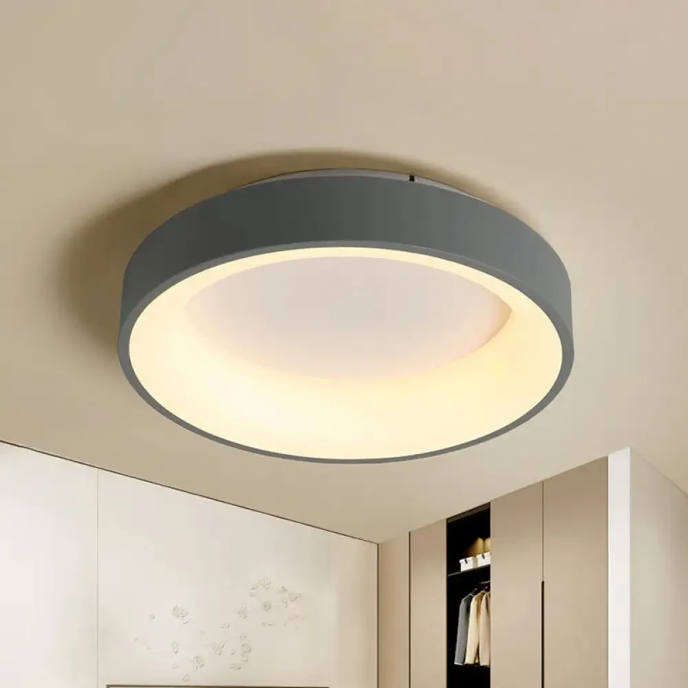 Simple Acrylic Round Flush Mount LED Ceiling Fixture, 16/19.5 Inch, White/Grey, Hollow Design, Warm/White Light