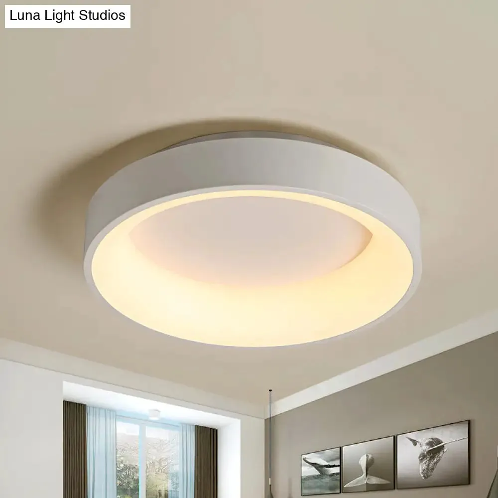 Simple Acrylic Round Flush Mount LED Ceiling Fixture, 16/19.5 Inch, White/Grey, Hollow Design, Warm/White Light