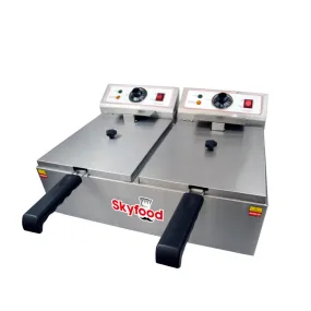 Skyfood FED-20-N Electric Fryer, Double Well Countertop Electric Fryer - (2) 10 lb Vats, 110v