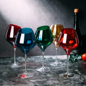 Slanted Rim Colored Wine Glasses by The Wine Savant – Set of 5