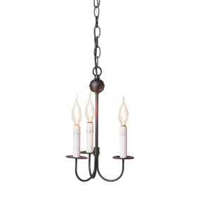 Small 3-Arm Westford Chandelier in Rustic Black