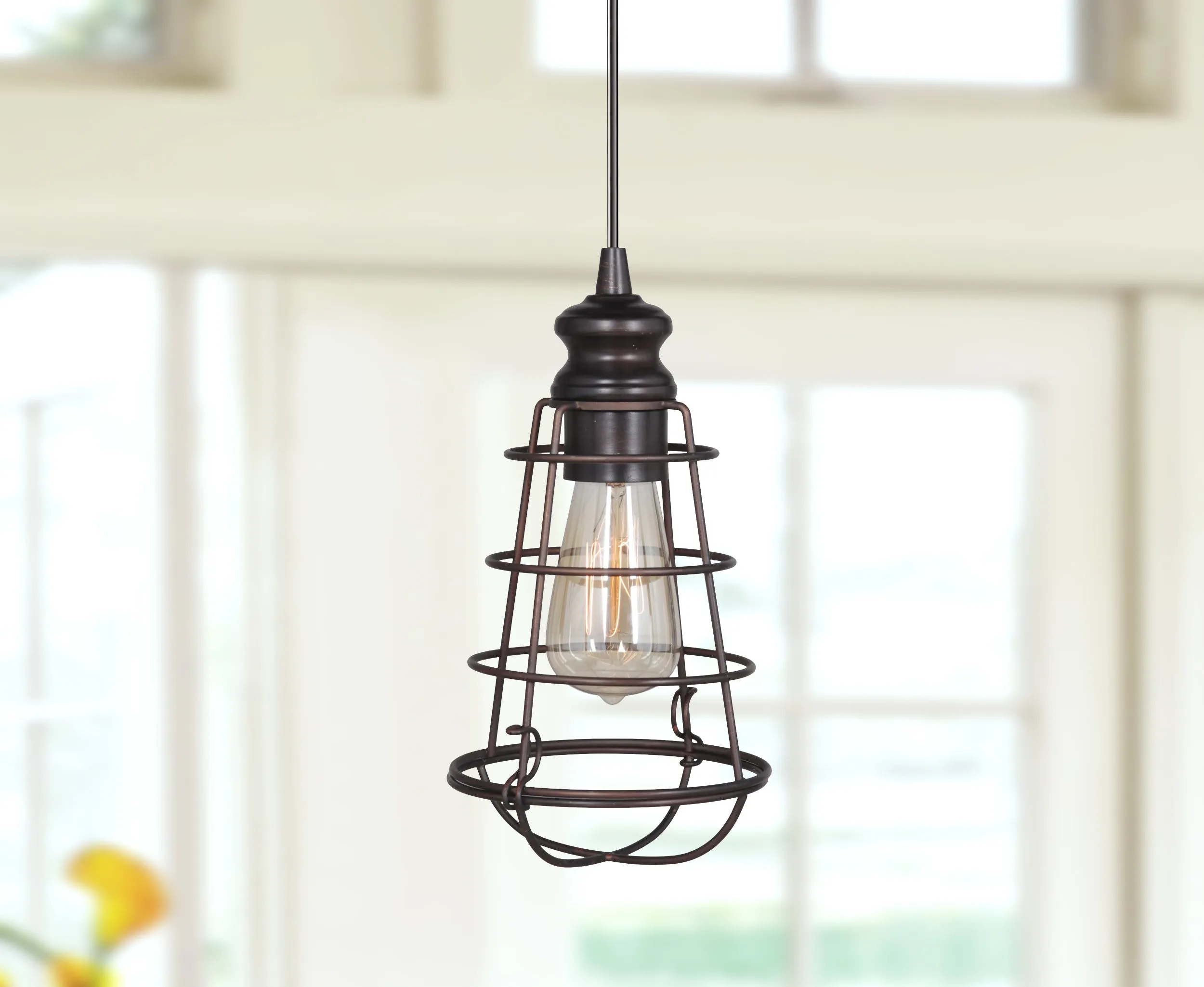 Small Farmhouse Bronze Cage Instant Pendant Recessed Can Conversion Kit