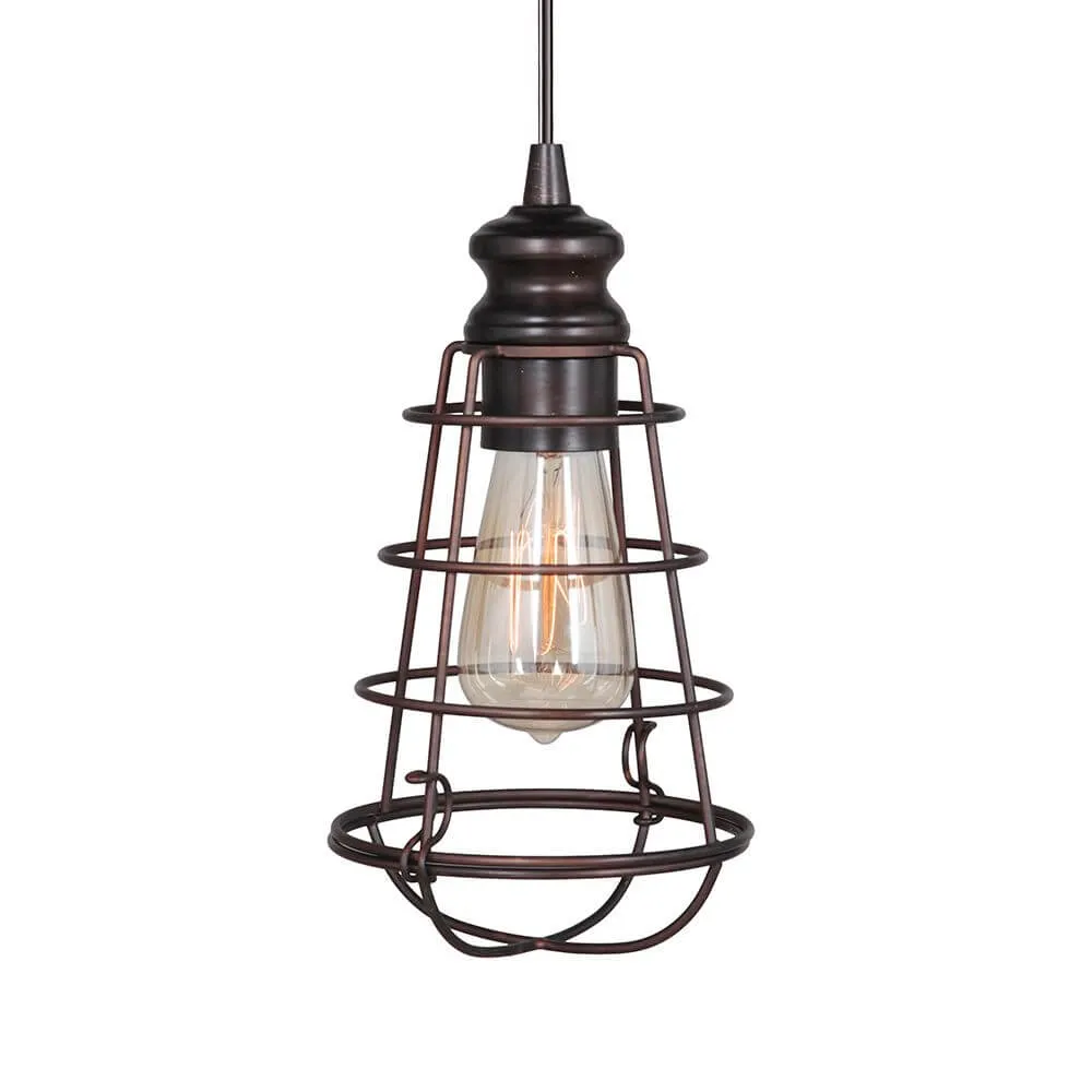 Small Farmhouse Bronze Cage Instant Pendant Recessed Can Conversion Kit