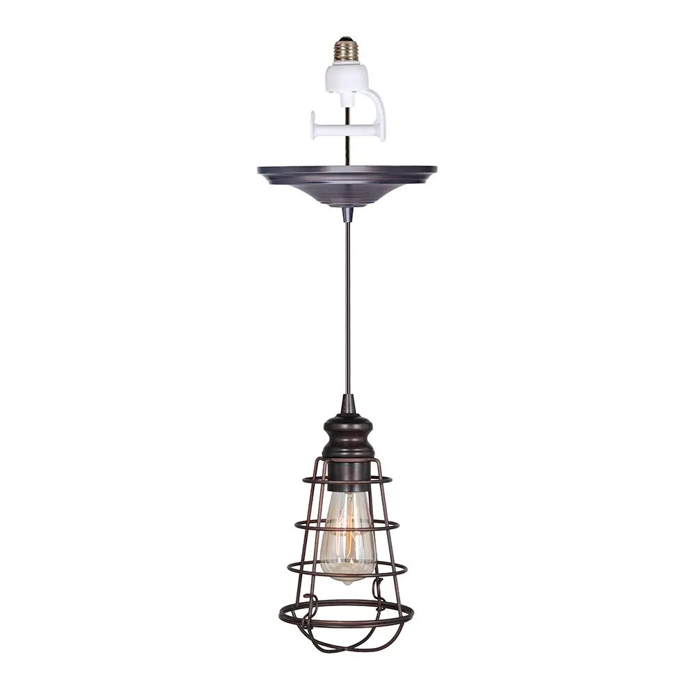 Small Farmhouse Bronze Cage Instant Pendant Recessed Can Conversion Kit