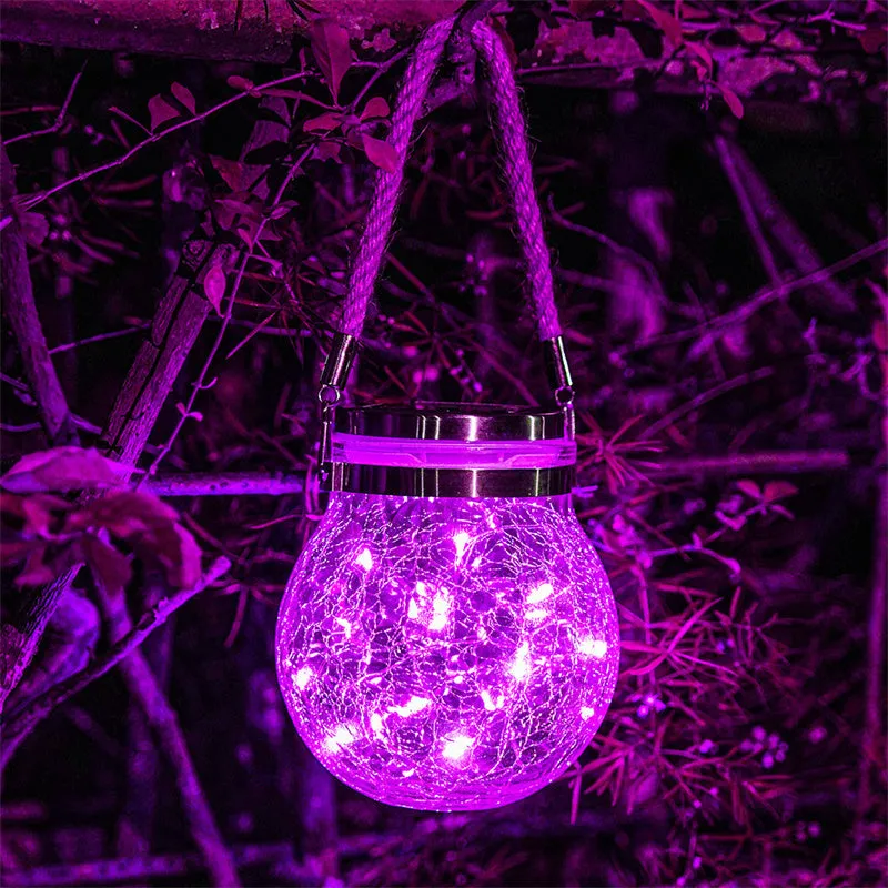 Solar Cracked Glass Jar Color Copper Wire Hanging Light