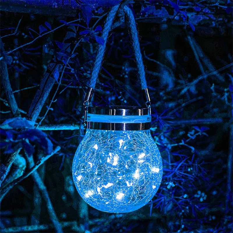 Solar Cracked Glass Jar Color Copper Wire Hanging Light