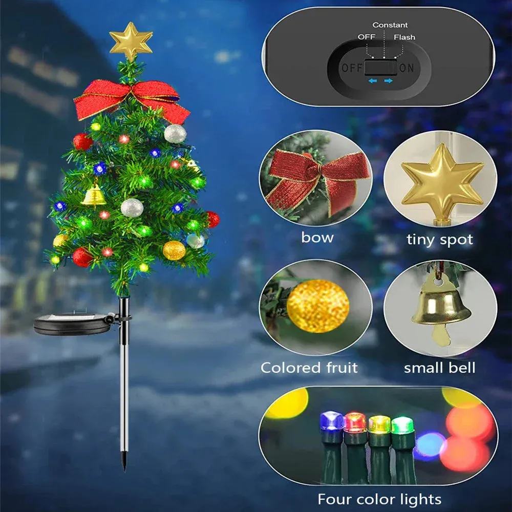 Solar Outdoor Christmas Tree with Lights & Decoration