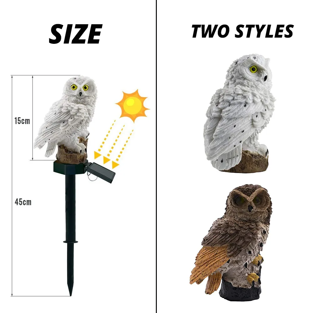 Solar Owl Garden Light Outdoor LED Lawn Lamp For Garden Decoration Waterproof Christmas Lights Outdoor Solar Lamp Post