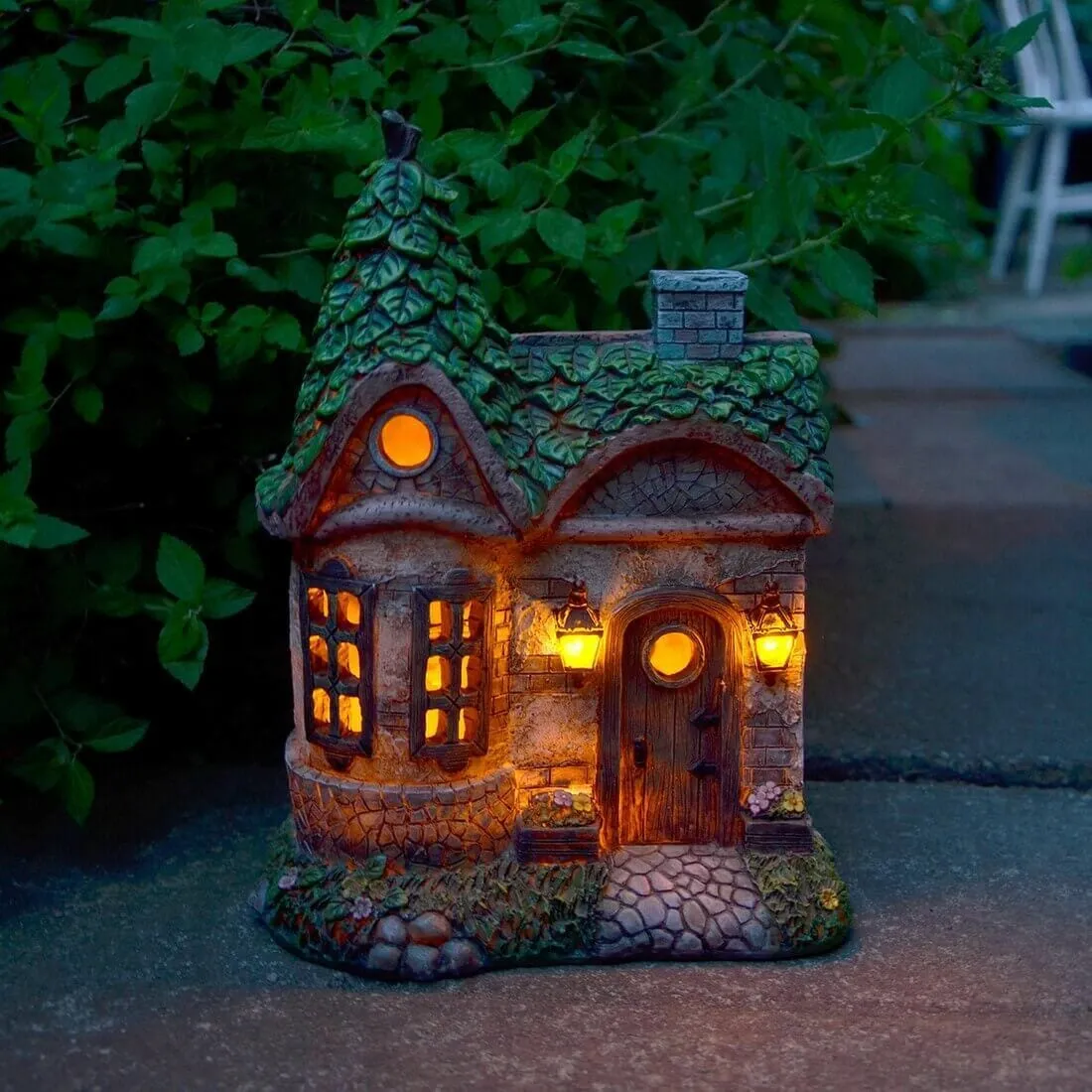 Solar Powered LED House Garden Ornaments Patio Outdoor Feature