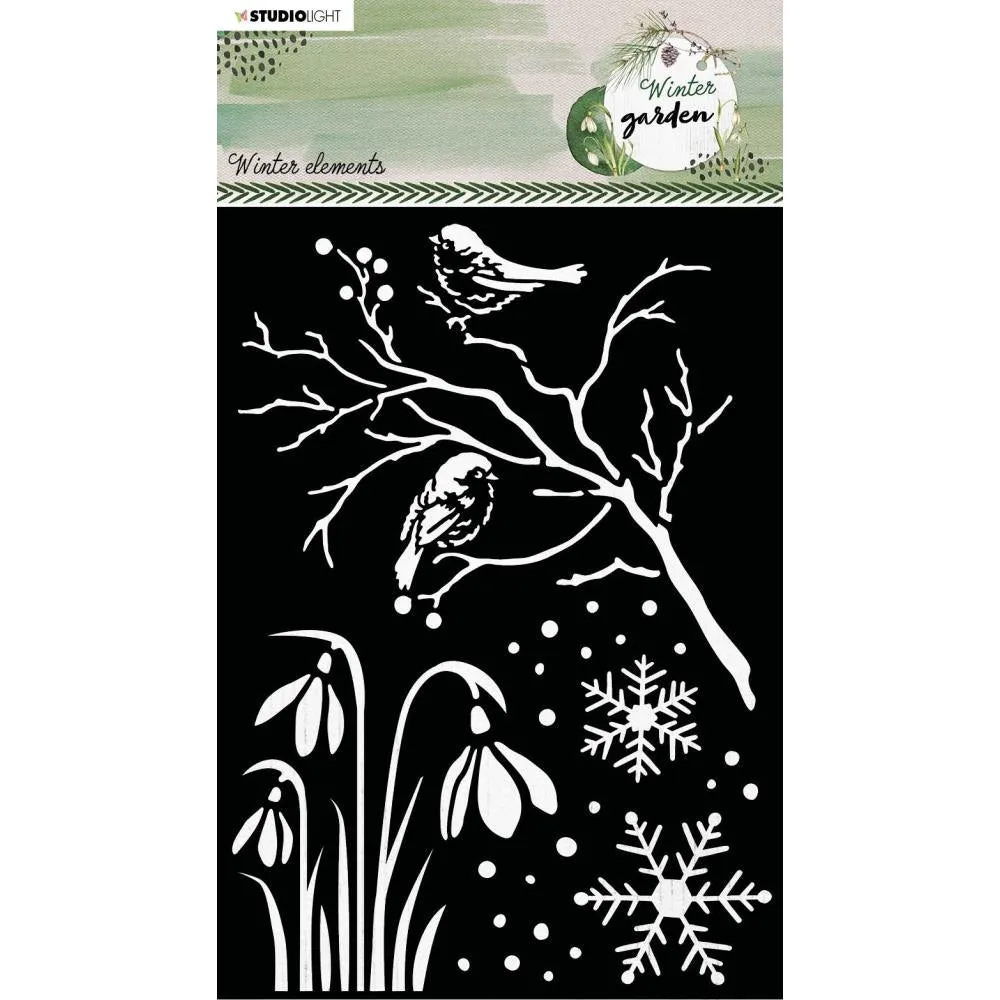 Studio Light Winter Garden 5.9"X8.25" Stencil Nr. 88, Winter Elements