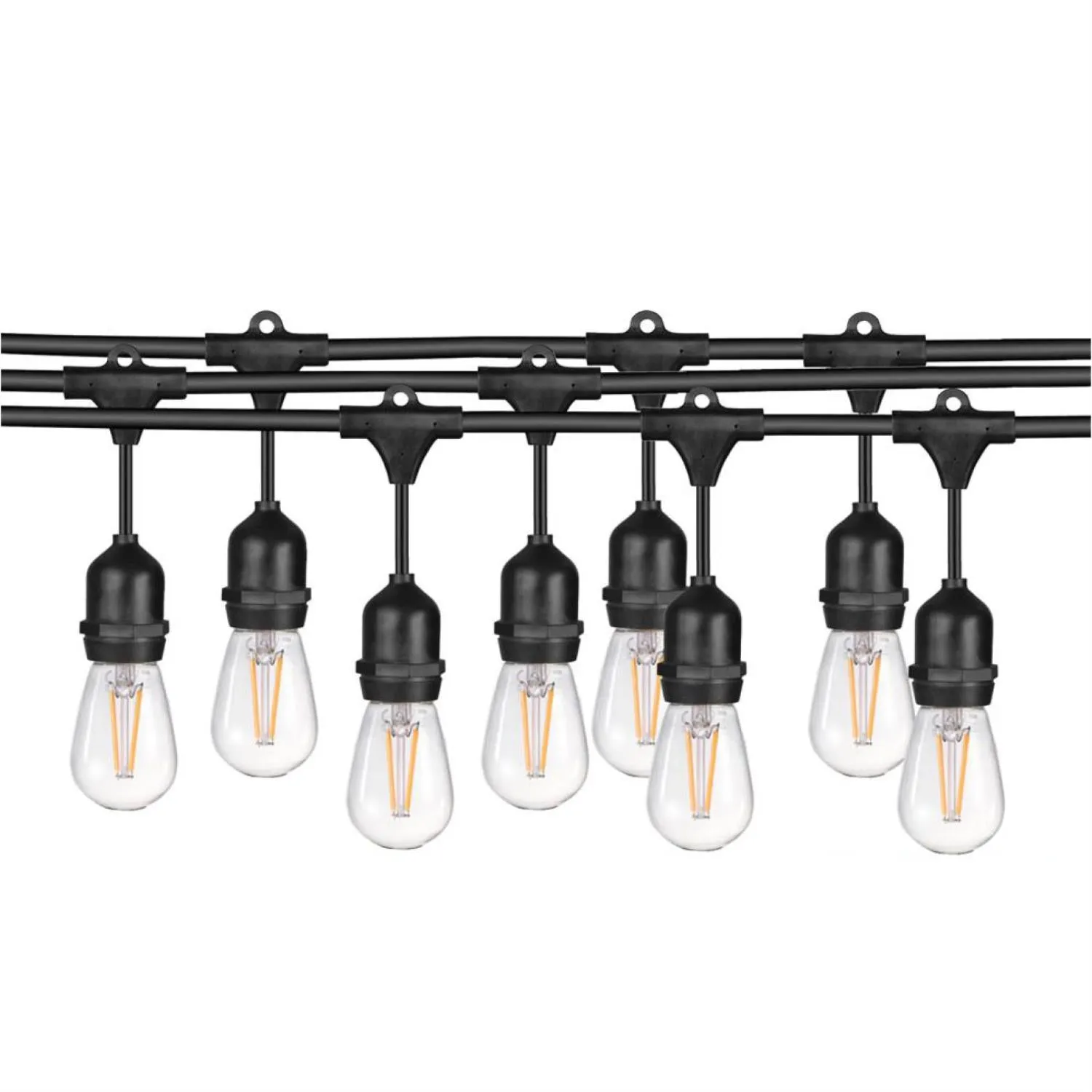 Sunlite 80571 24ft Outdoor String Lights - 1.5W Commercial Grade - Waterproof - Connectable Strands - UL Listed - 7 Hanging Sockets - Shatterproof LED Edison Bulbs Included - 2700K Warm White