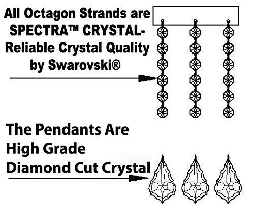 Swarovski Crystal Trimmed Chandelier Lighting Chandeliers H52" X W46" Dressed with Large, Luxe Crystals - Great for the Foyer, Entry Way, Living Room, Family Room & More w/White Shades - A83-B90/CS/WHITESHADES/52/2MT/24 1SW