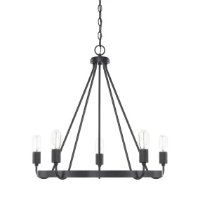 TANNER 5 LIGHT CHANDELIER, MATTE BLACK