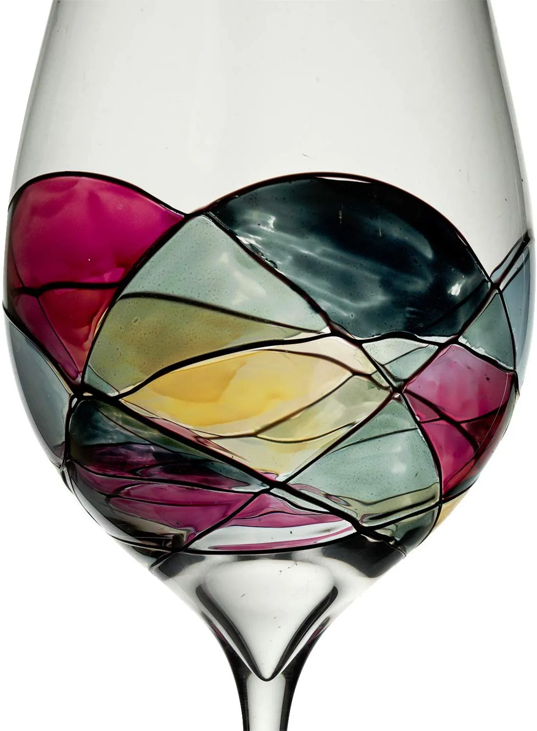 The Wine Savant Beautiful Hand Painted Wine Glasses Set of 2