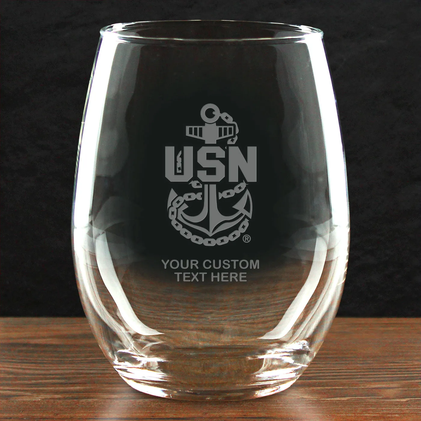 US Navy 'Build Your Glass' Personalized 21 oz Stemless Wine Glass