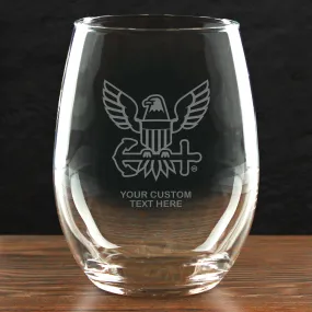 US Navy 'Build Your Glass' Personalized 21 oz Stemless Wine Glass