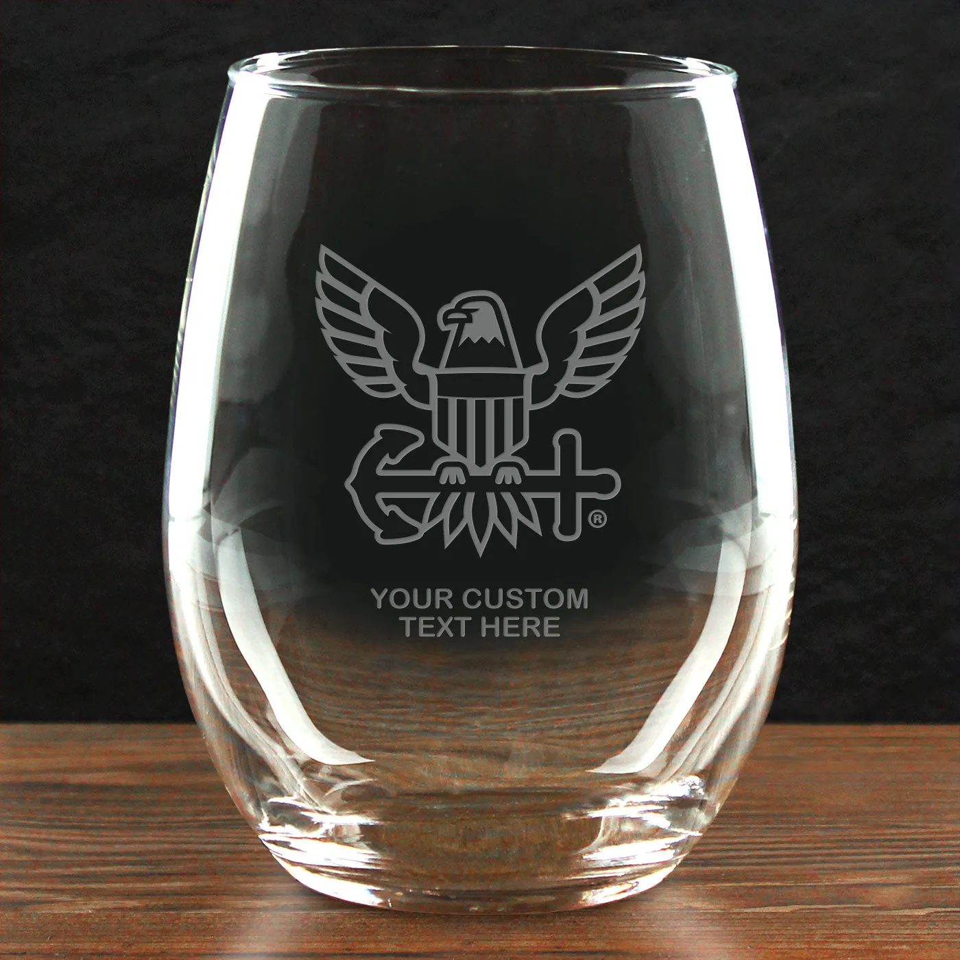 US Navy 'Build Your Glass' Personalized 21 oz Stemless Wine Glass