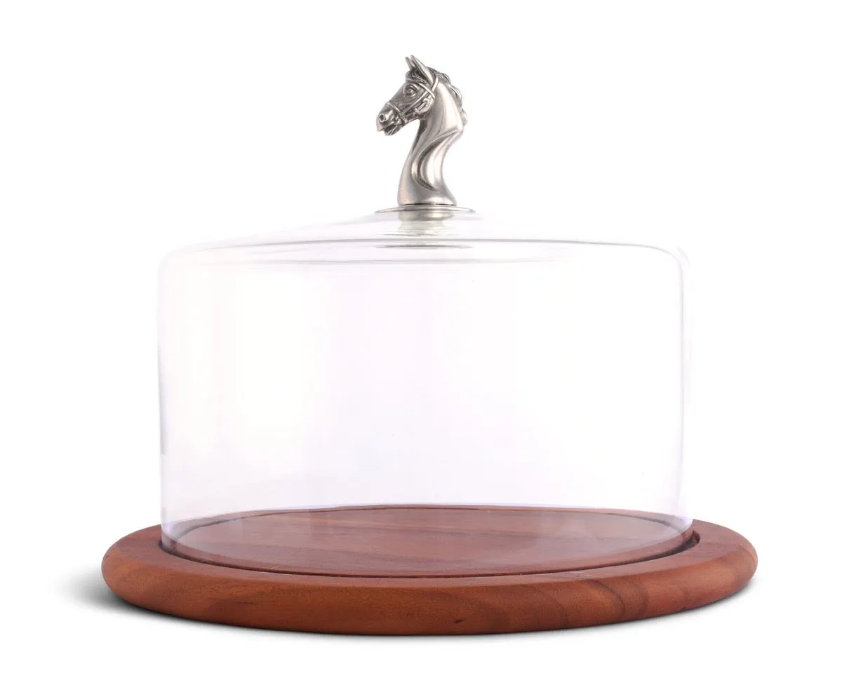 Vagabond House Equestrian Horse Glass Covered Cheese Wood Board  6.5"