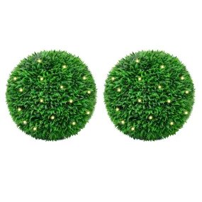 vidaXL Artificial Boxwood Balls with LED Lights 2 pcs Green 55 cm