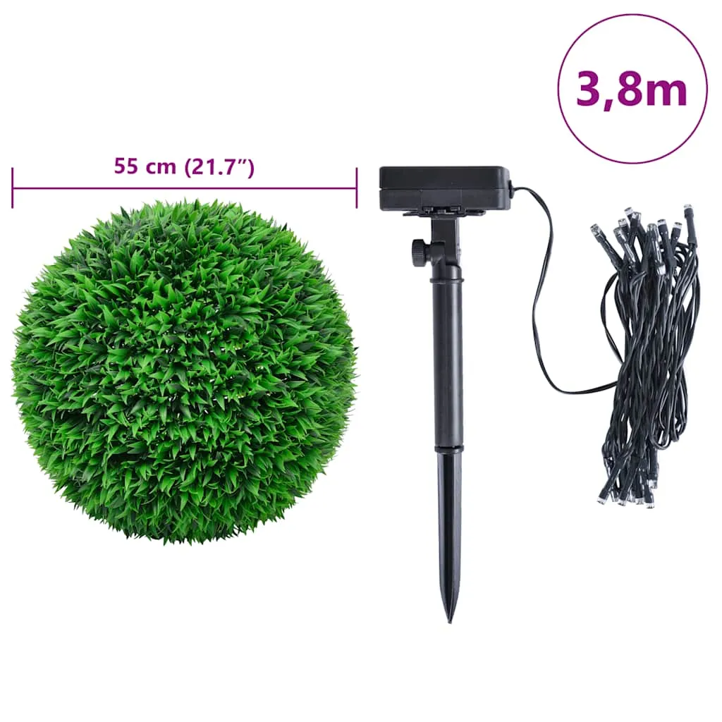 vidaXL Artificial Boxwood Balls with LED Lights 2 pcs Green 55 cm