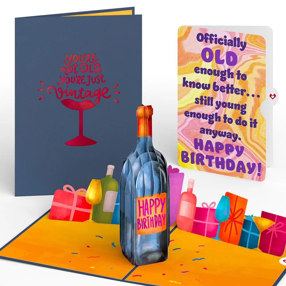 Vintage Wine Birthday Pop-Up Card and Old Enough Young Enough Sentiment Set