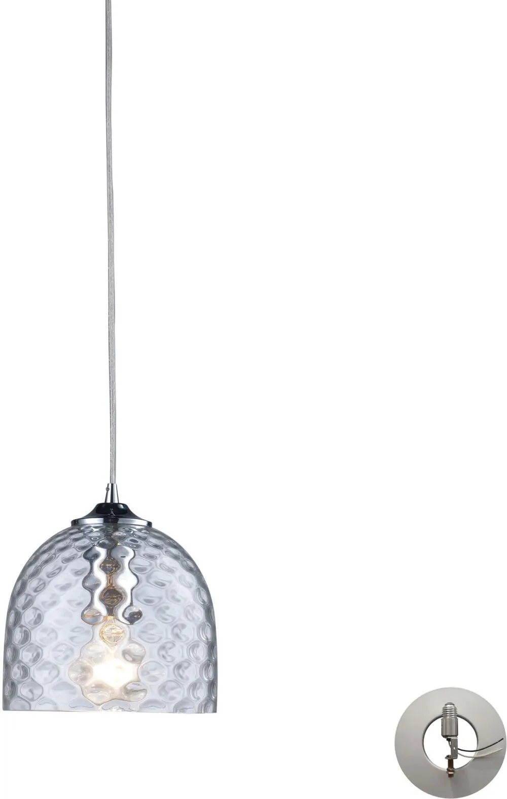 Viva 1 Light Pendant In Polished Chrome and Clear Glass - Includes Recessed Lighting Kit