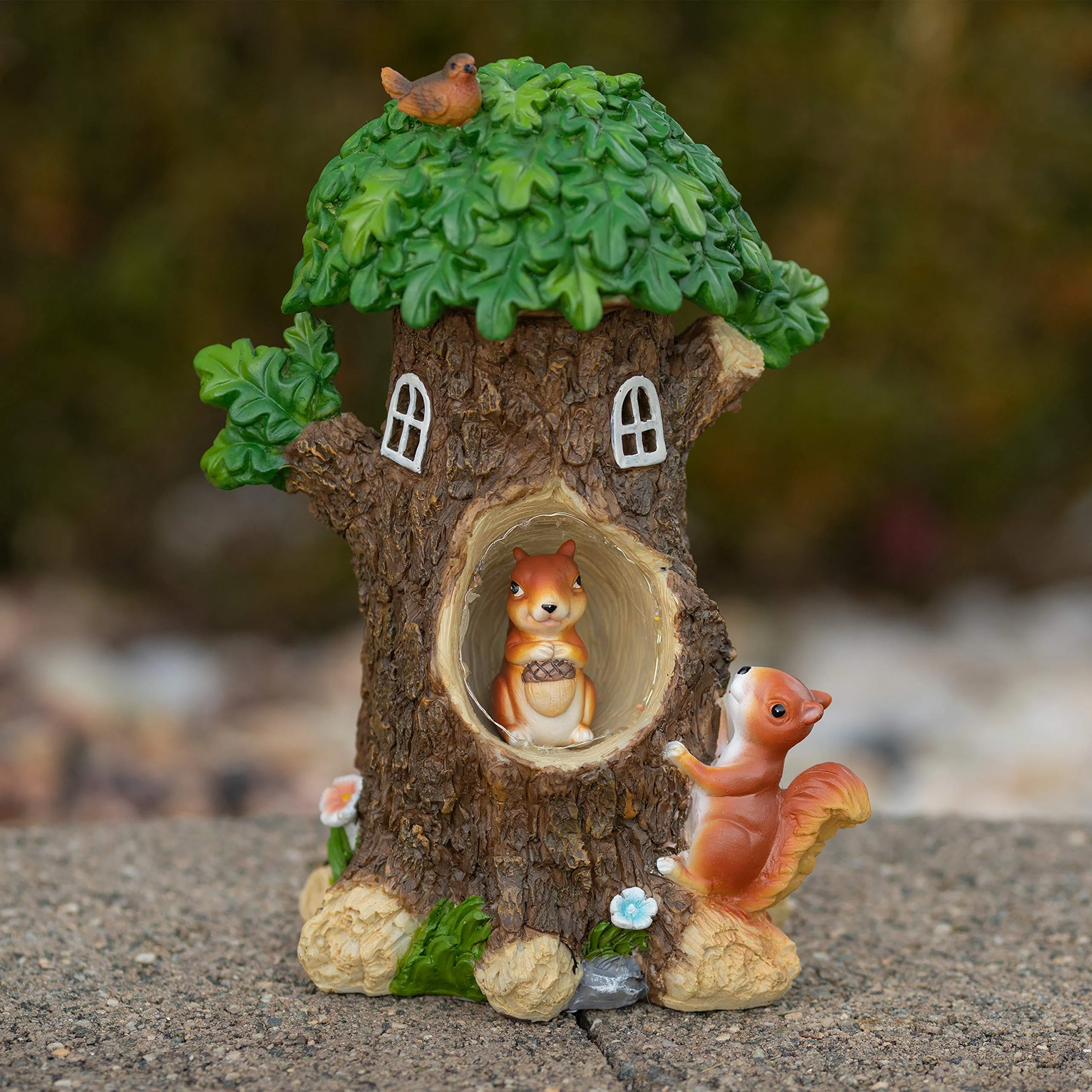 VP Home Nutty Squirrels Treehouse Solar Powered LED Outdoor Decor Garden