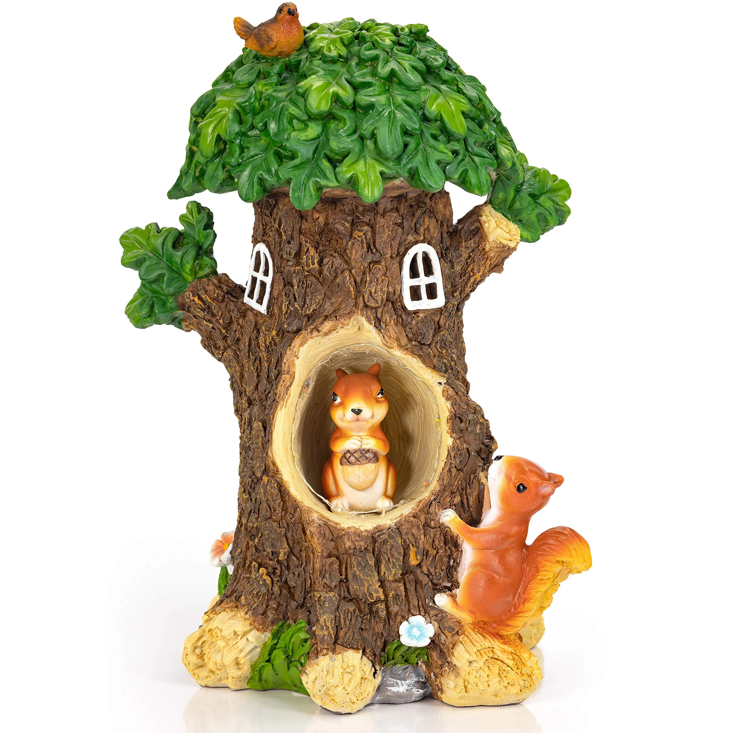 VP Home Nutty Squirrels Treehouse Solar Powered LED Outdoor Decor Garden